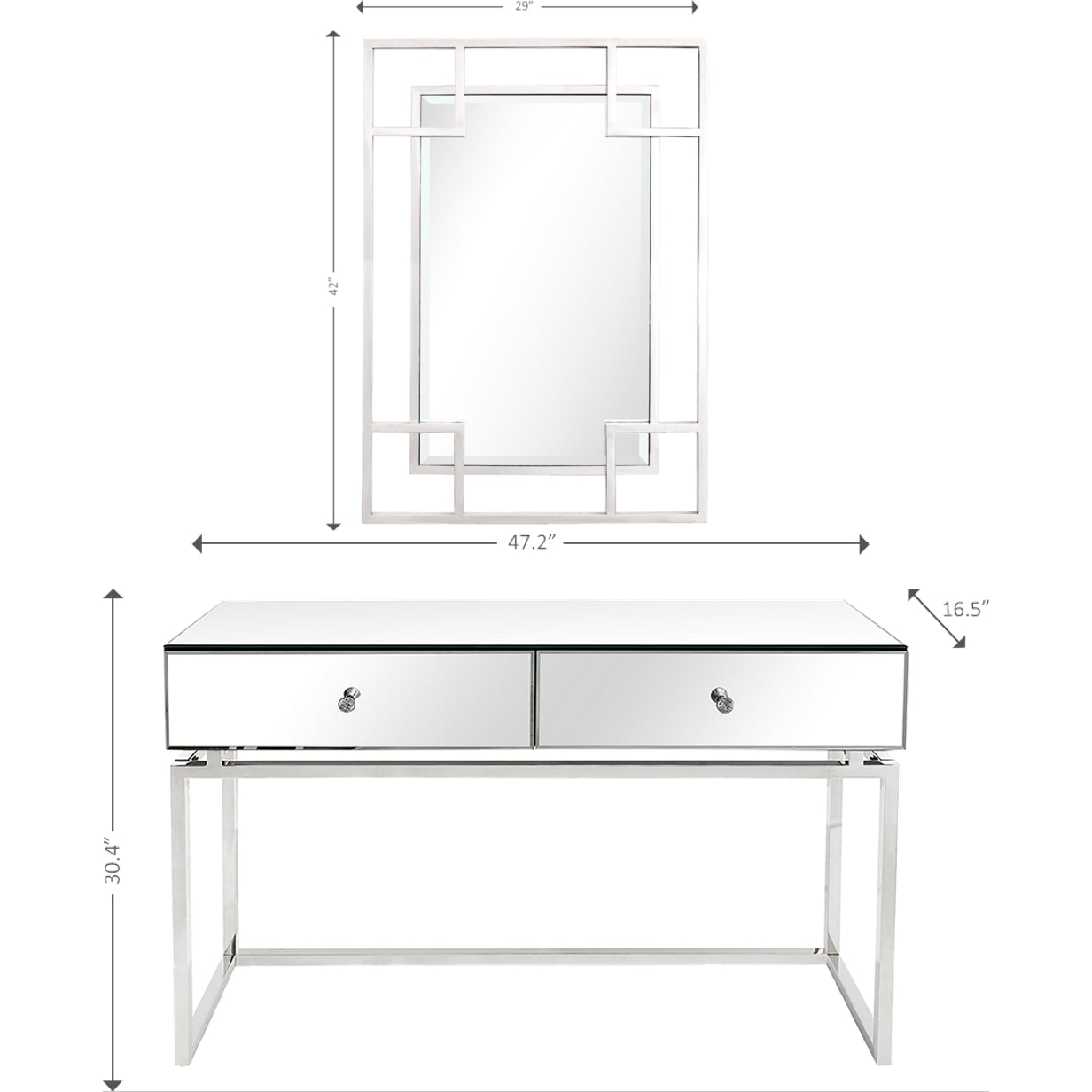  Camden Isle Addison Wall Mirror and Console Table - Mirror - Bonton