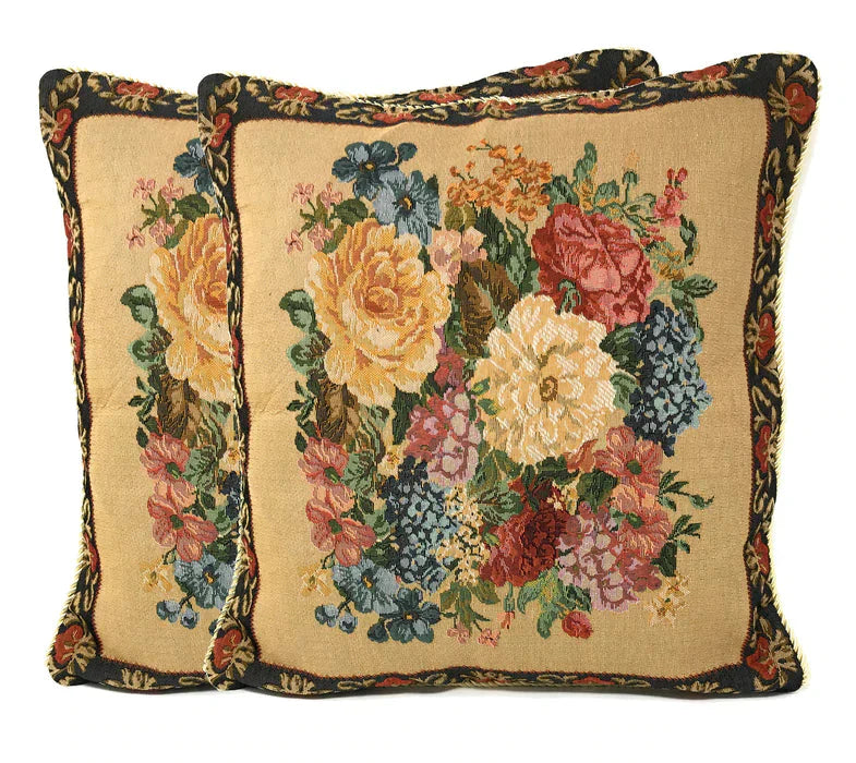  DaDa Bedding Collection DaDa Bedding Breath of Spring Dark Border Floral Elegant Throw Pillow Cushion Cover 18