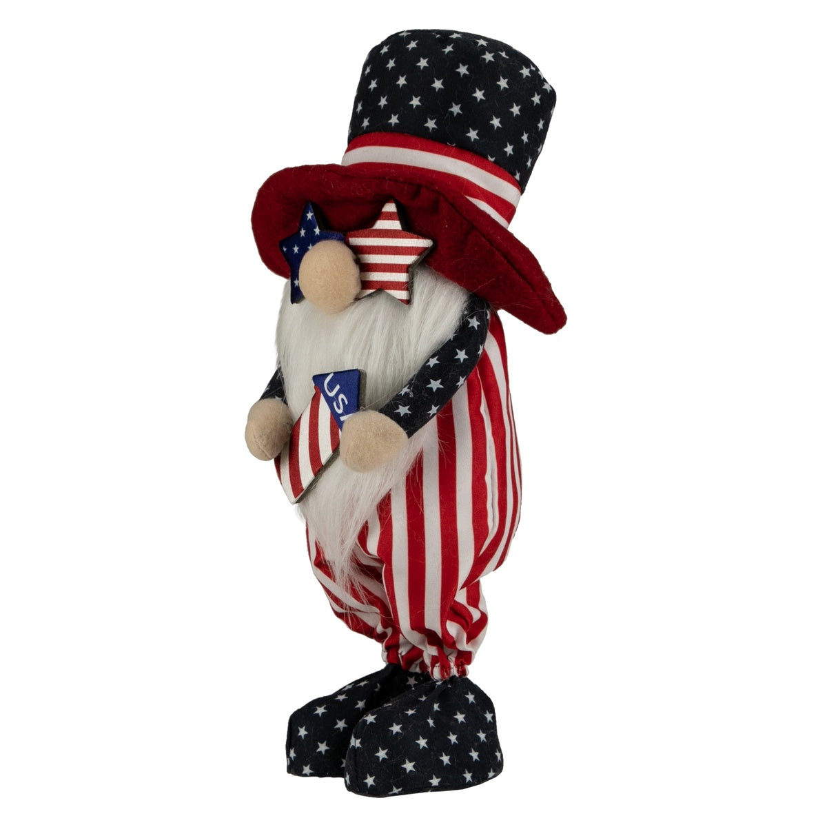  Northlight Patriotic Gnome in Top Hat Holding Rocket - 12.25