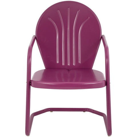 34-Inch Outdoor Retro Tulip Steel Armchair  Purple