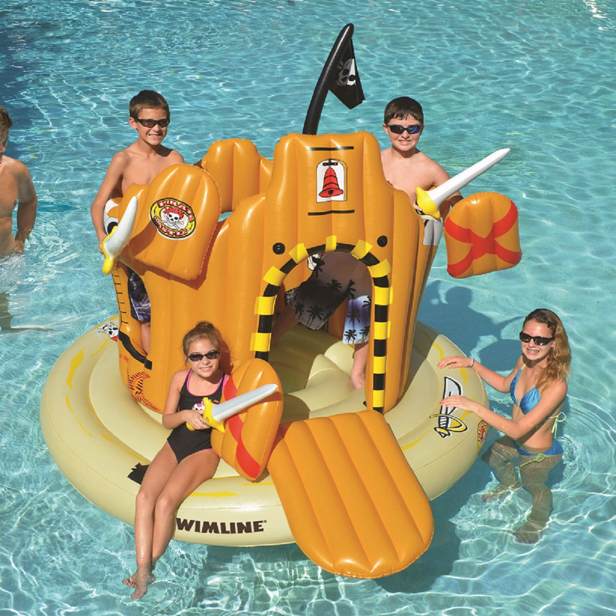  Swim Central Inflatable Orange Pirate Castle Adventure Swimming Float  82-Inch - Default Title - Bonton