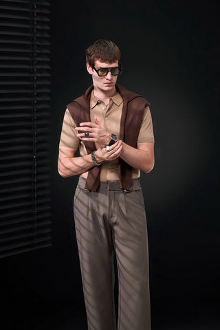 Kingsley Side-Tab Trousers BROWN