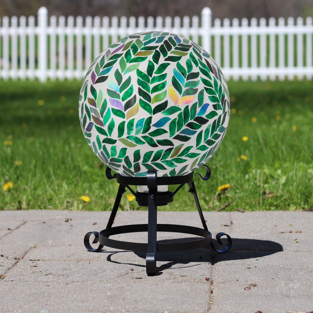  Northlight Mosaic Iridescent Leaves Outdoor Garden Gazing Ball - 10