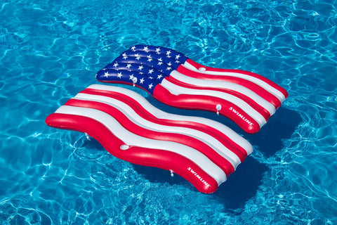 American Flag Patriotic Inflatable Swimming Pool Floats - 72.5" - Set of 2