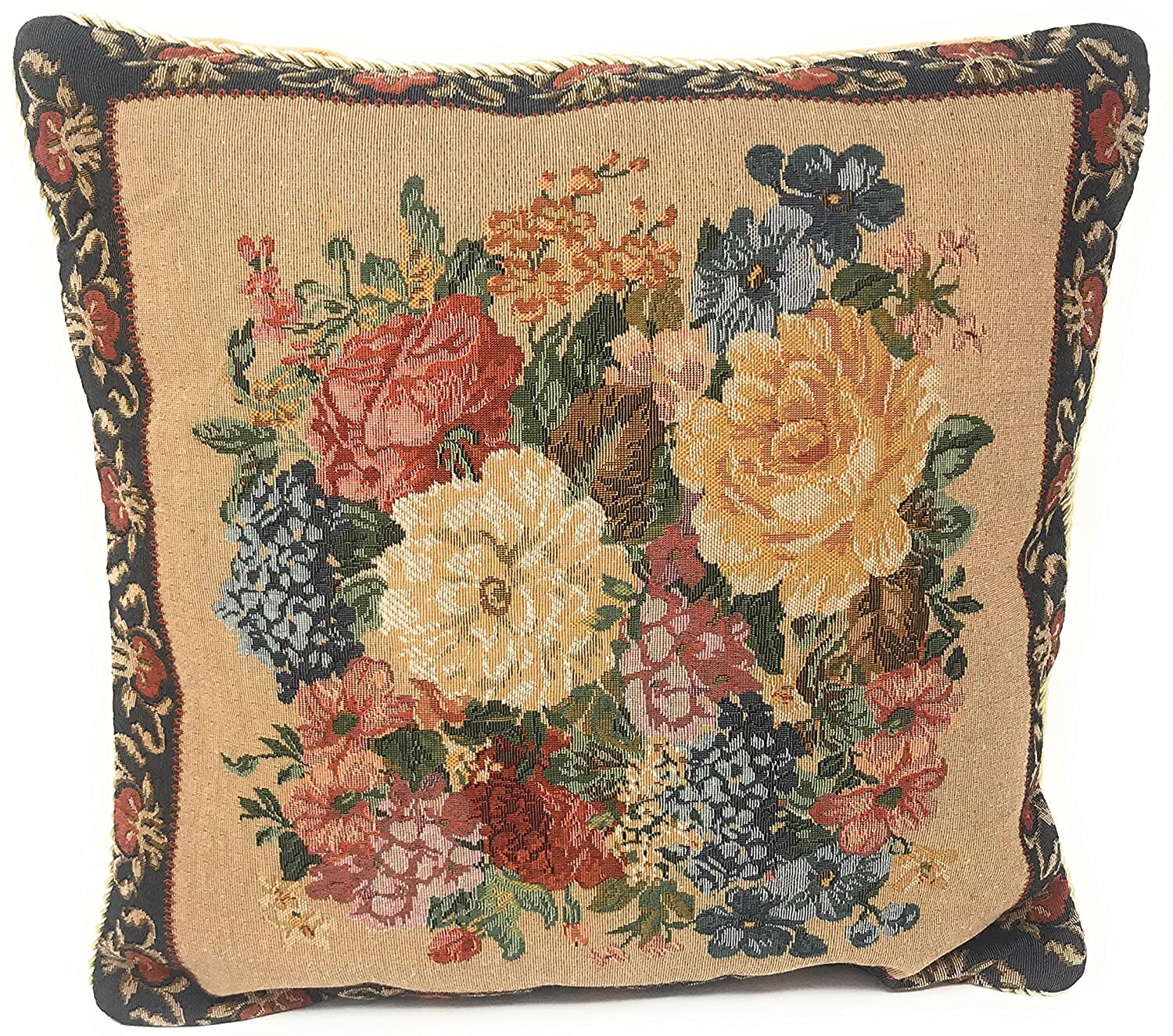  DaDa Bedding Collection DaDa Bedding Breath of Spring Dark Border Floral Elegant Throw Pillow Cushion Cover 18