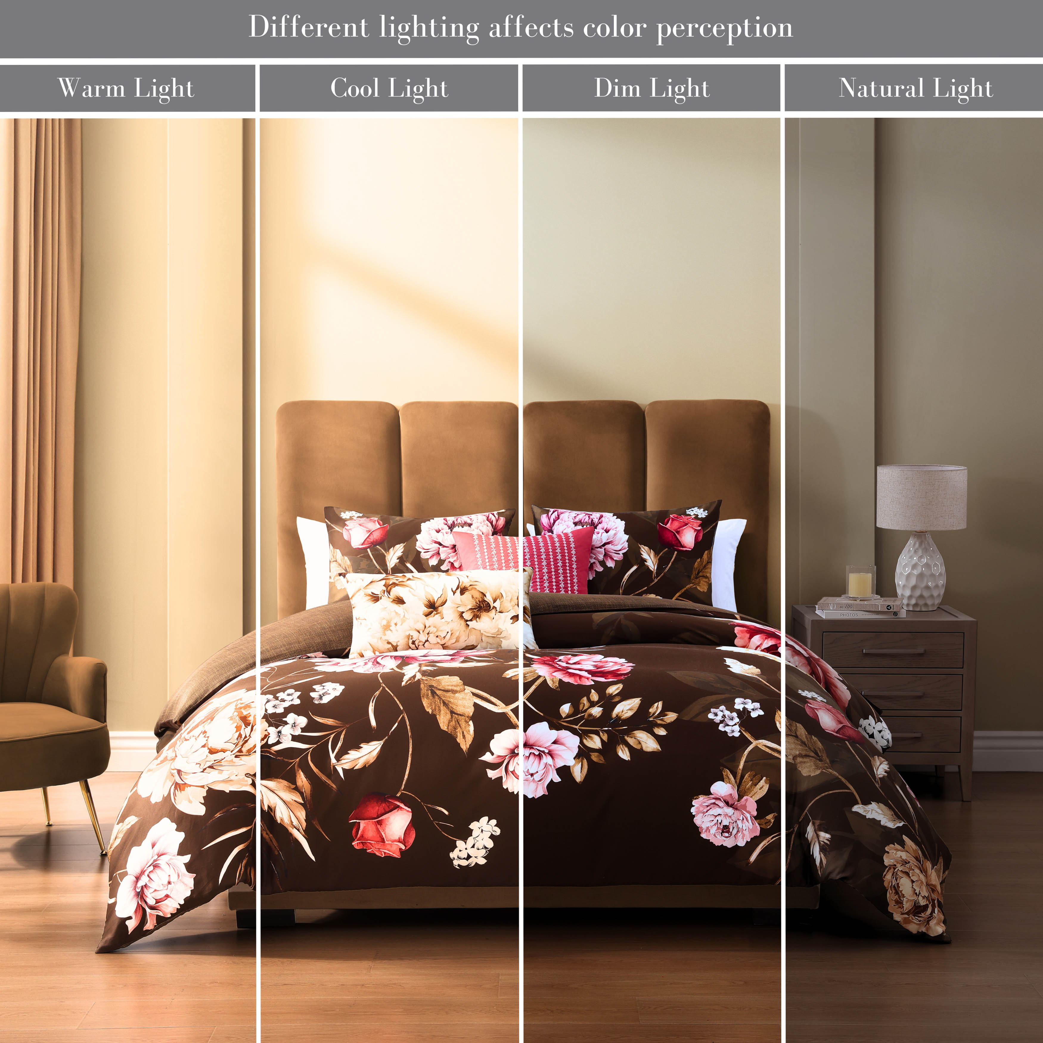  Bebejan Bebejan Floral Garden on Mocha 5 Piece Reversible Comforter Set - QUEEN - Bonton
