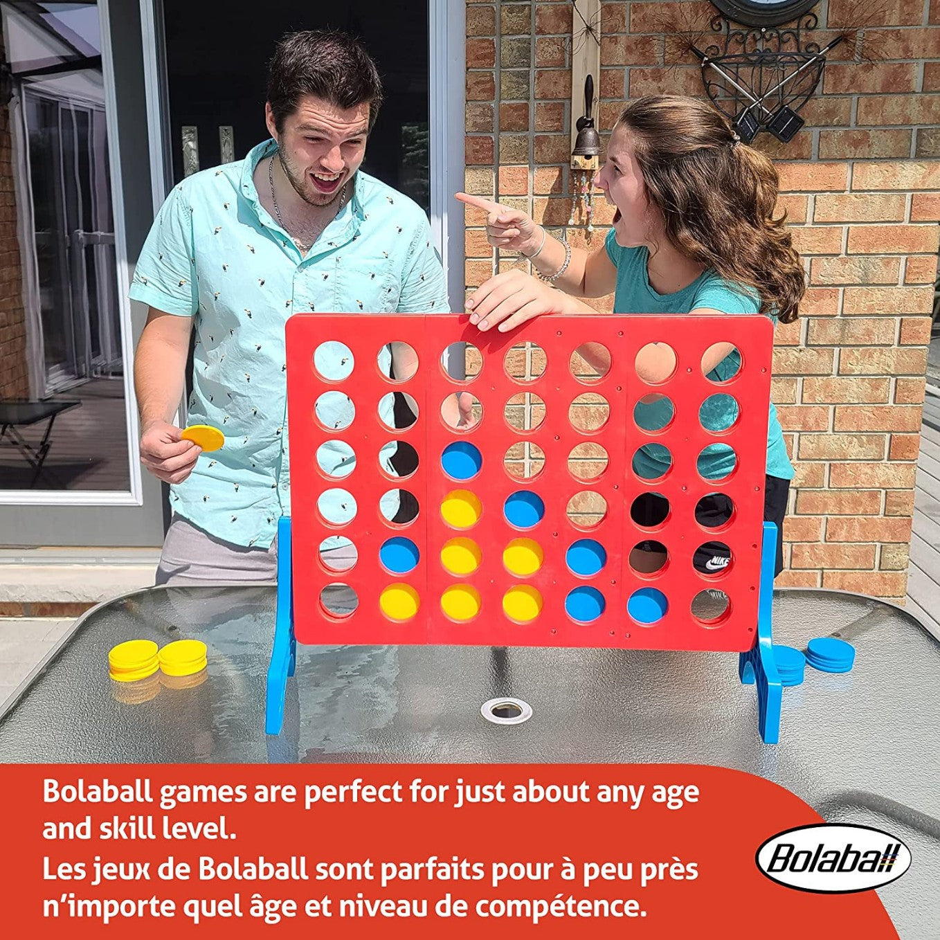  Bolaball Bolaball Giant 4 in a Row Connect Game - Indoor/Outdoor Yard Game for Kids & Adults - Default Title - Bonton