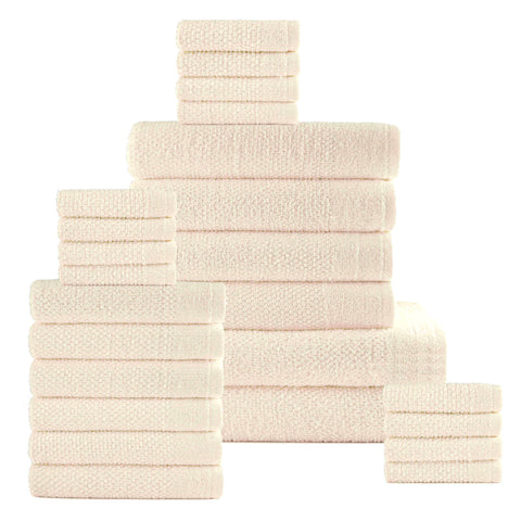 Dan River 24 Piece Popcorn Cotton Bath Towel Set.