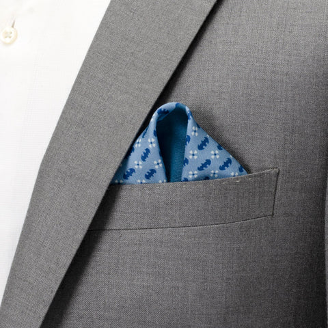 Batman Multi Motif Blue Pocket Square
