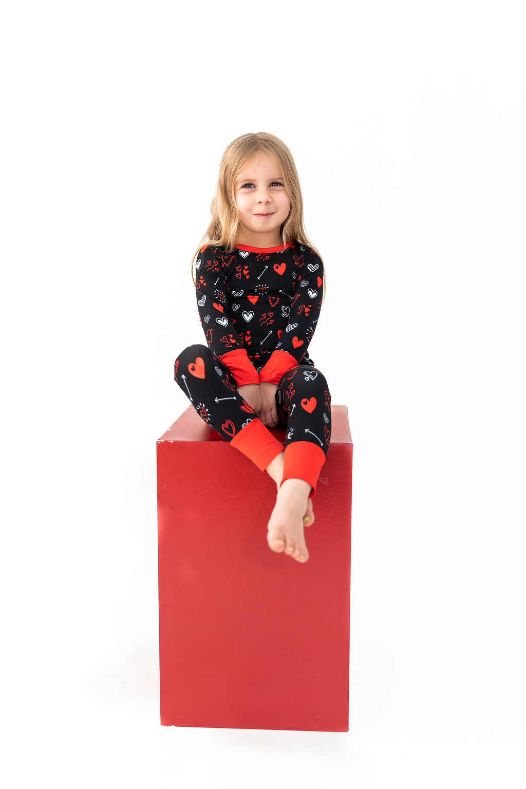  Laree + Co. Heart Doodles Red Bamboo 2-Piece Long Sleeve Set - 2T - Bonton