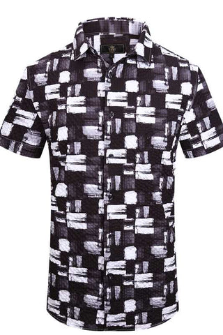 Abstract Mono Grid SS Shirt WHITE/BLACK