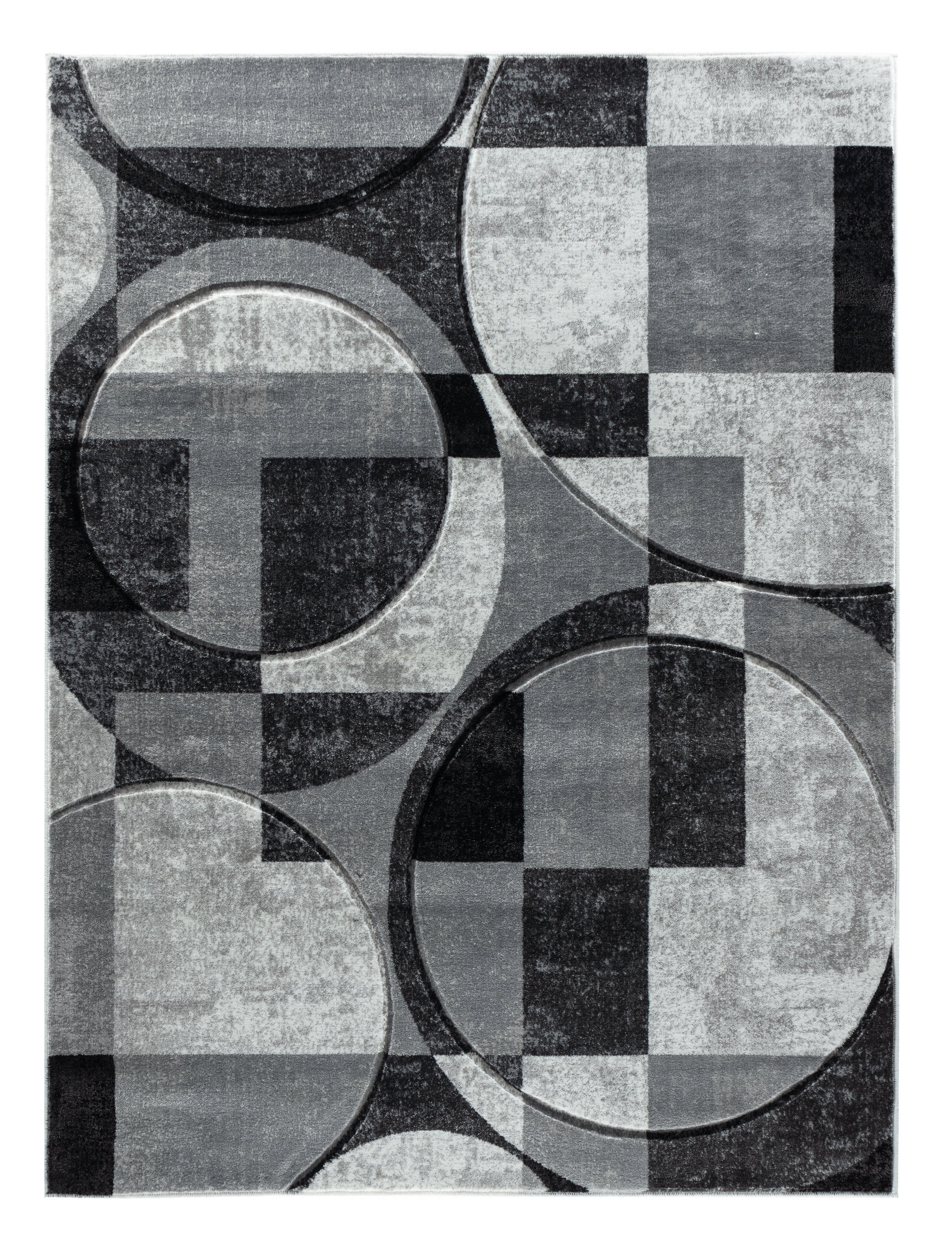  Home Mart Goods Silver Grey Geometric Shapes Hand-Carved Abstract Soft Premium Modern Contemporary Non-Shedding Area Rug by Homemartgoods - 8' x 10' - Bonton