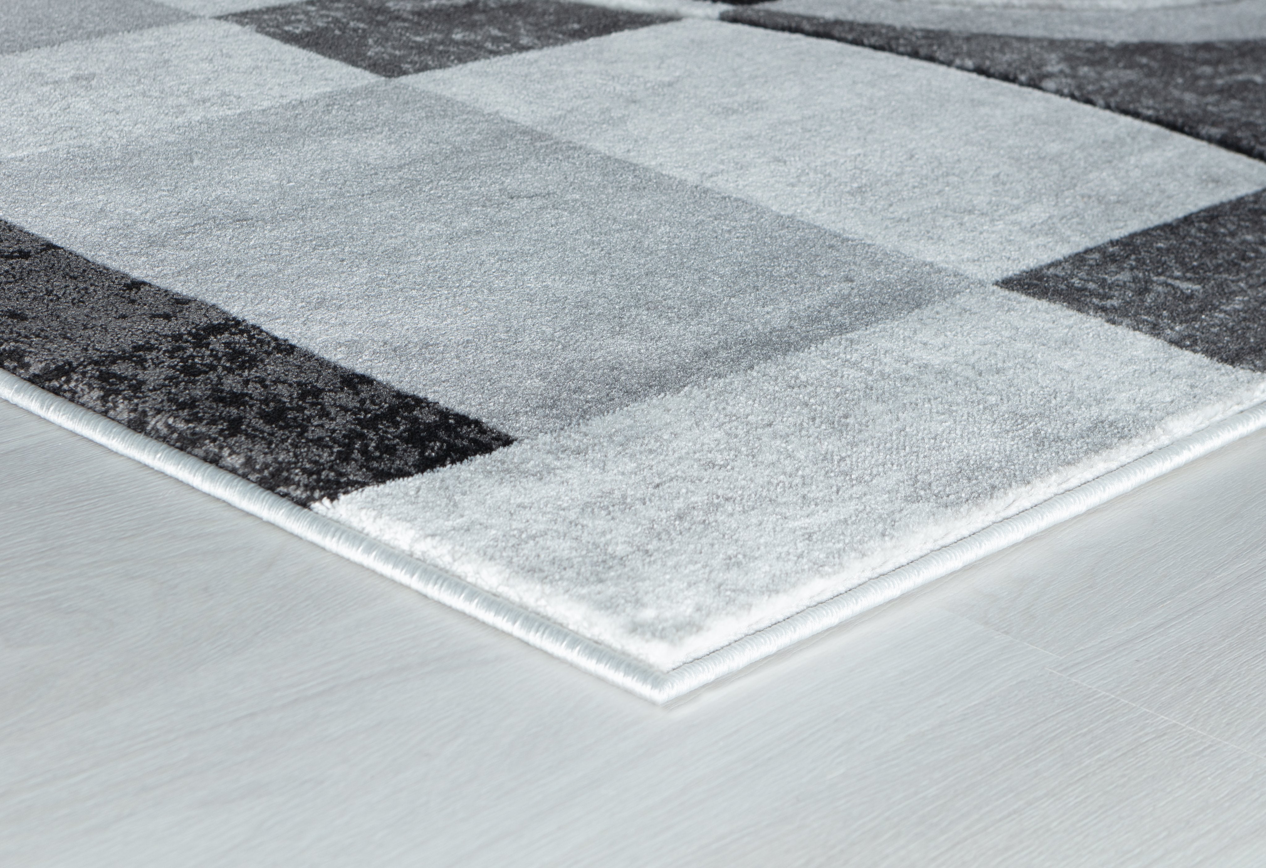  Home Mart Goods Silver Grey Geometric Shapes Hand-Carved Abstract Soft Premium Modern Contemporary Non-Shedding Area Rug by Homemartgoods - 8' x 10' - Bonton