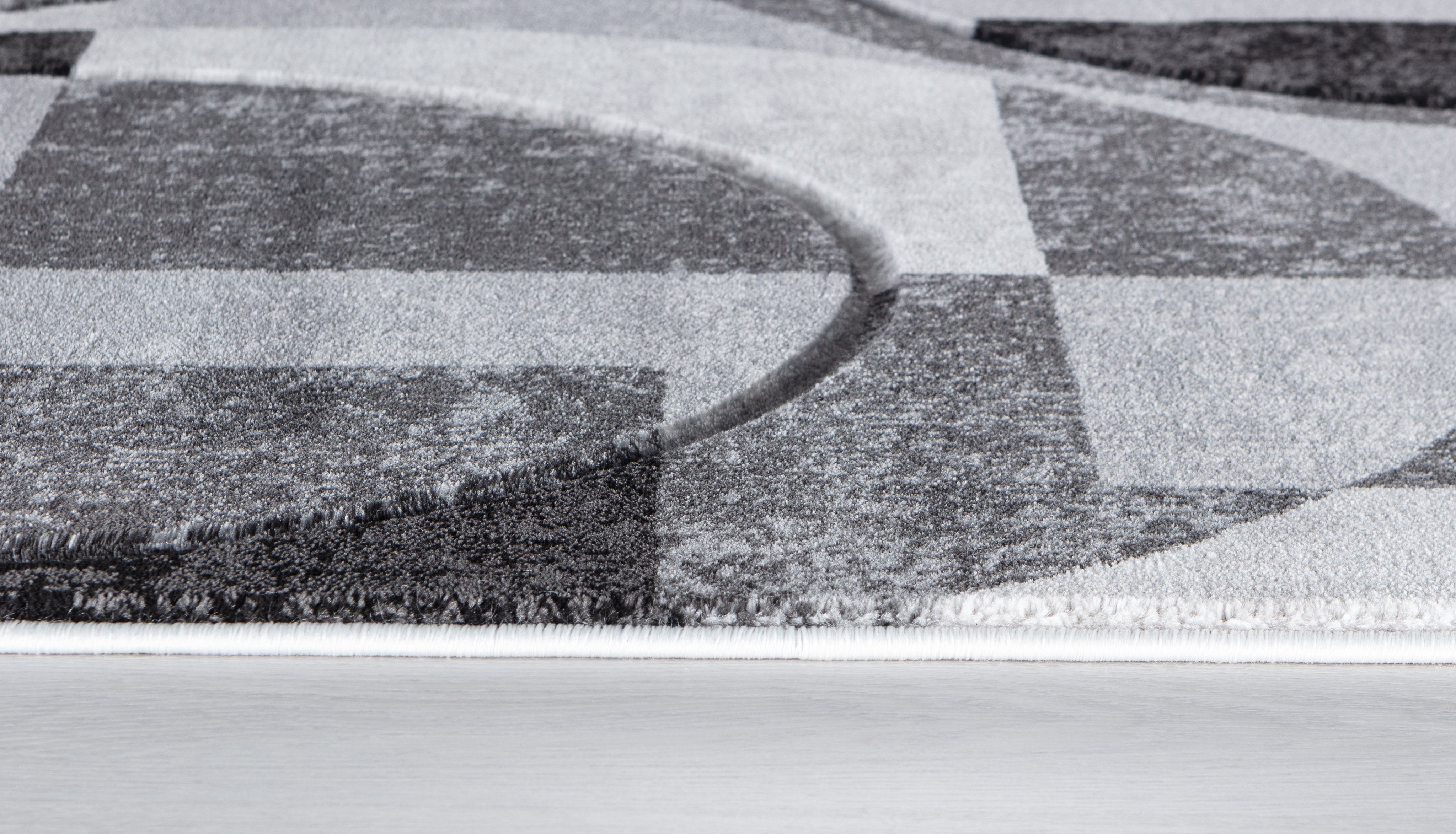  Home Mart Goods Silver Grey Geometric Shapes Hand-Carved Abstract Soft Premium Modern Contemporary Non-Shedding Area Rug by Homemartgoods - 8' x 10' - Bonton
