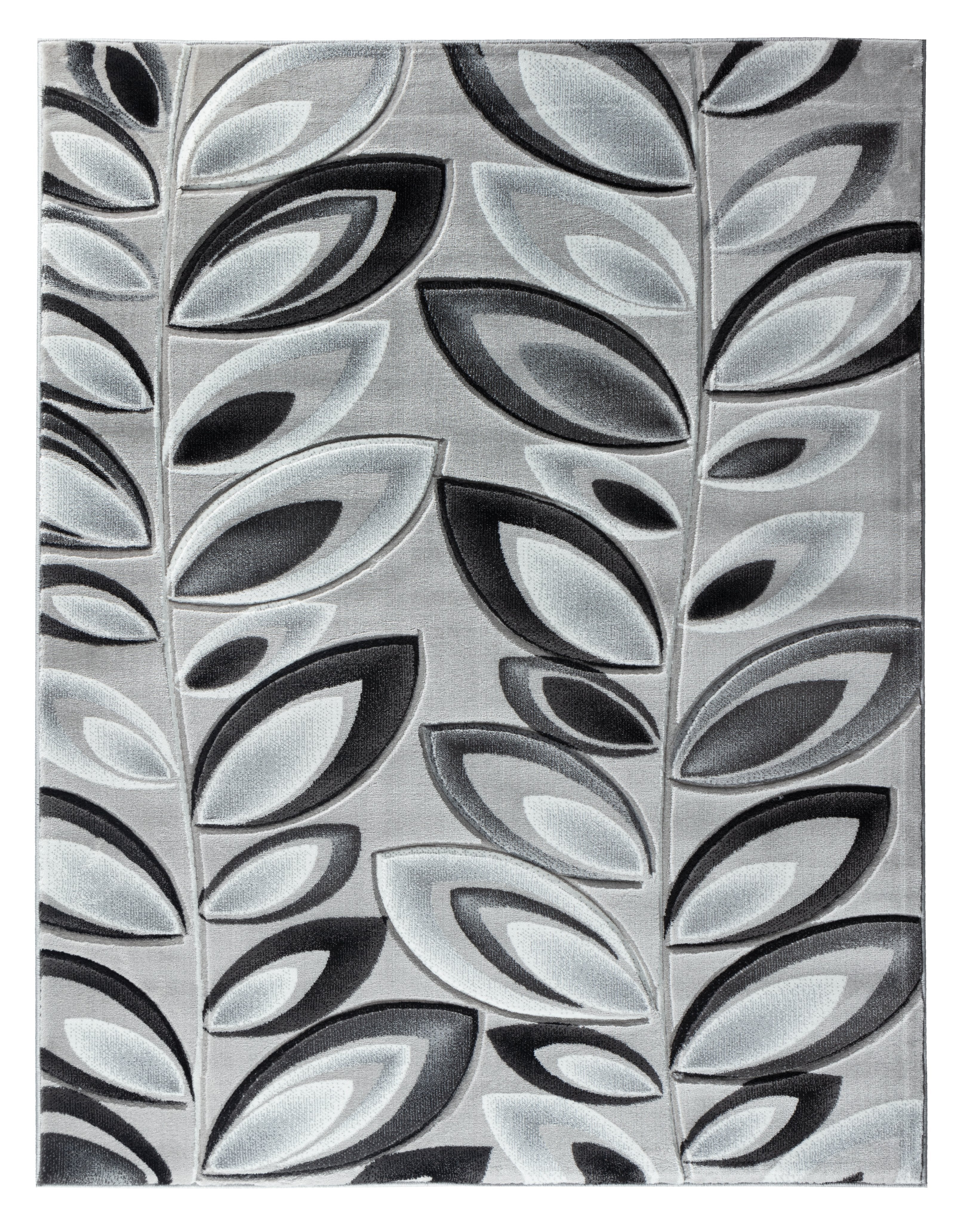  Home Mart Goods Silver Grey Floral Nature Leaf Hand-Carved Abstract Soft Premium Modern Contemporary Non-Shedding Area Rug by Homemartgoods - 8' x 10' - Bonton