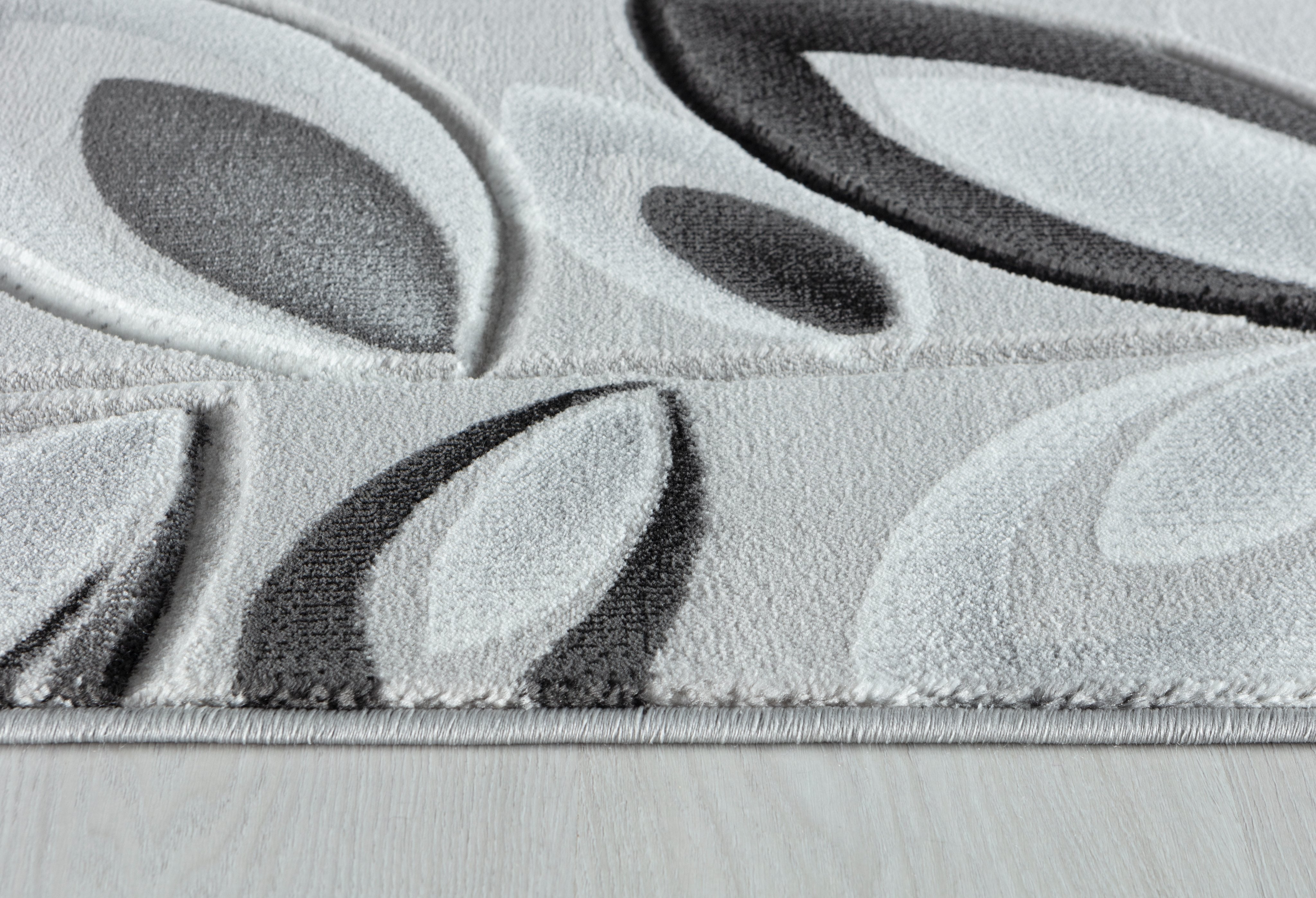  Home Mart Goods Silver Grey Floral Nature Leaf Hand-Carved Abstract Soft Premium Modern Contemporary Non-Shedding Area Rug by Homemartgoods - 8' x 10' - Bonton