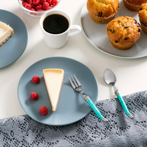 Laguiole Cocktail or Dessert Spoons and Forks, Set of 8, Turquoise