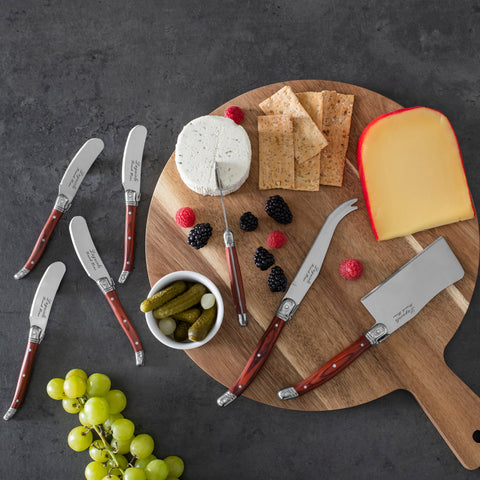 7-Piece Laguiole Cheese Knife and Spreader Set With Pakkawood Handles