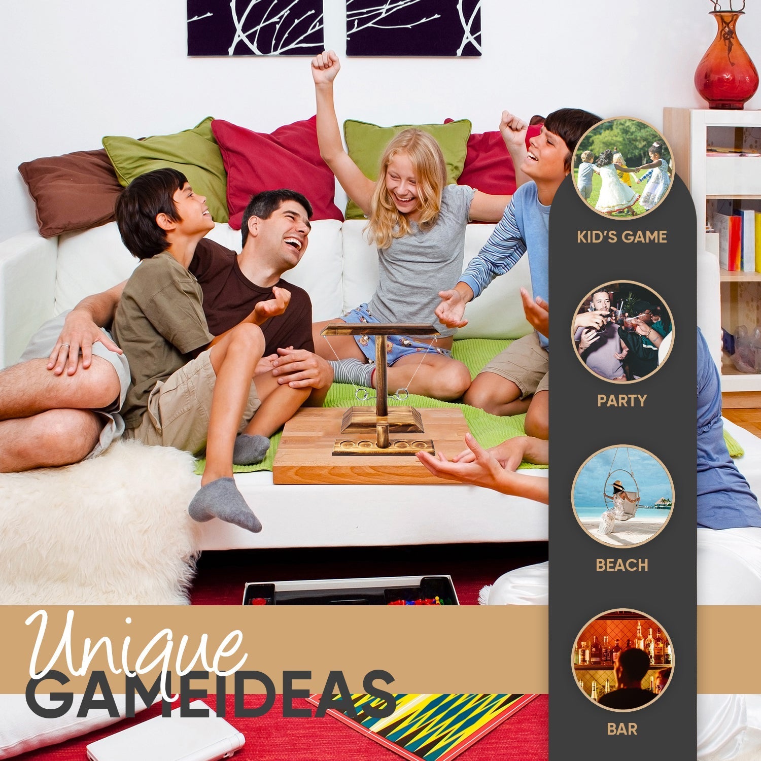  Bolaball Ring Toss Game for Adults & Outdoor/Indoor Yard Games -Hook and Ring Interactive Game With Shot Ladders Bundle | Handmade Wooden Hook and Toss Games for Bars Party & Home - Default Title - Bonton