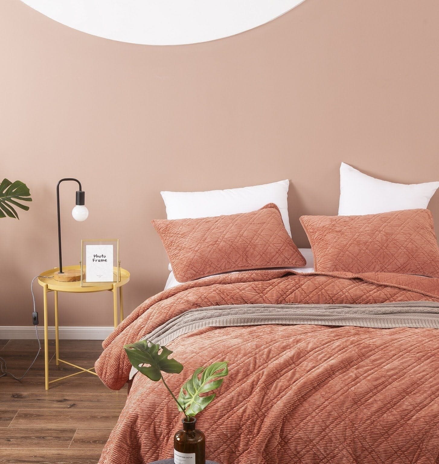  DaDa Bedding Collection DaDalogy Bedding Terracotta Coral Brick Orange Soft Velour Corduroy Bedspread Set (JHW952) by DaDa Bedding Collection - Queen - Bonton
