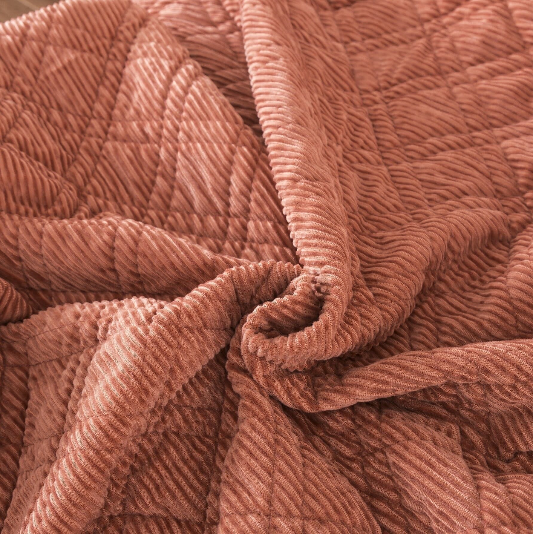  DaDa Bedding Collection DaDalogy Bedding Terracotta Coral Brick Orange Soft Velour Corduroy Bedspread Set (JHW952) by DaDa Bedding Collection - Queen - Bonton