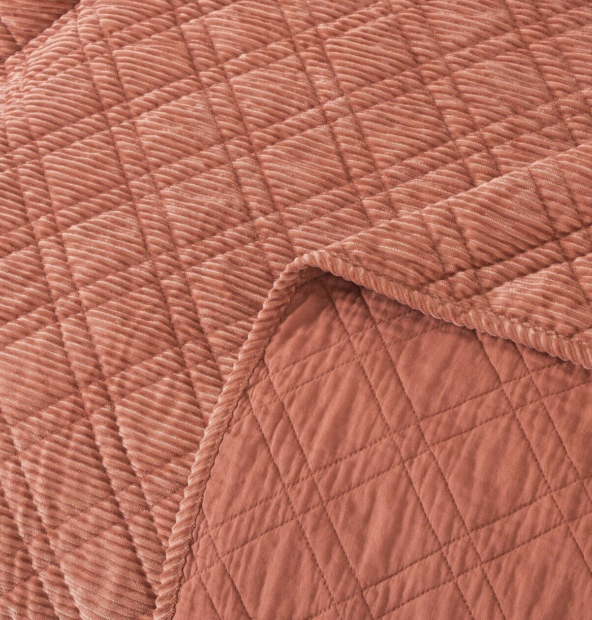 DaDa Bedding Collection DaDalogy Bedding Terracotta Coral Brick Orange Soft Velour Corduroy Bedspread Set (JHW952) by DaDa Bedding Collection - Queen - Bonton