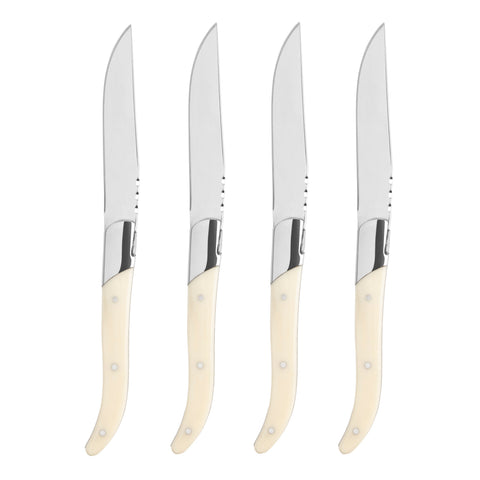 Laguiole Set of 4 Connoisseur Steak Knives With Faux Ivory Handles