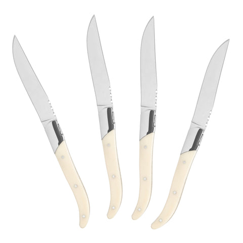 Laguiole Set of 4 Connoisseur Steak Knives With Faux Ivory Handles