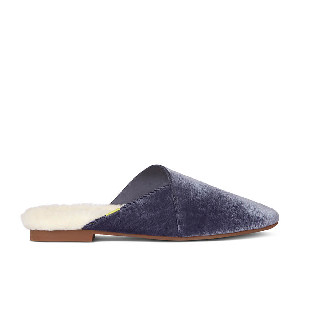  Luvons Devon Luxe Memory Foam Slippers - Slate Blue - Bonton