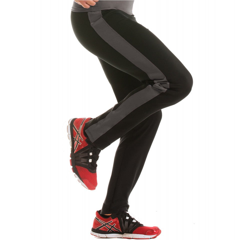  InstantFigure Insta Slim I.S.Pro USA Activewear Compression Pants MA2212 - Black/Gunmetal - Bonton