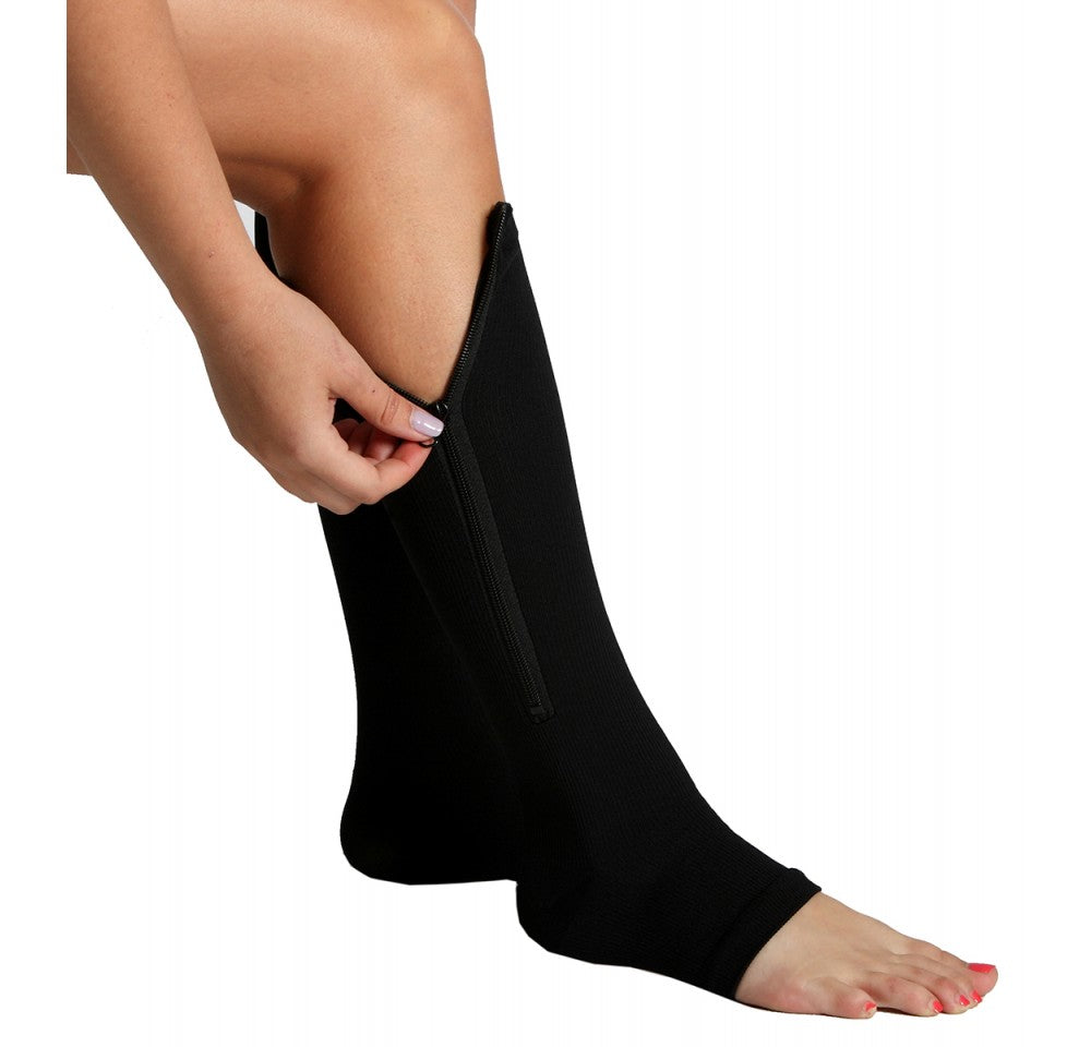  InstantFigure InstantRecoveryMD Unisex Compression Knee High Open Toe Socks MD402 - Black - Bonton