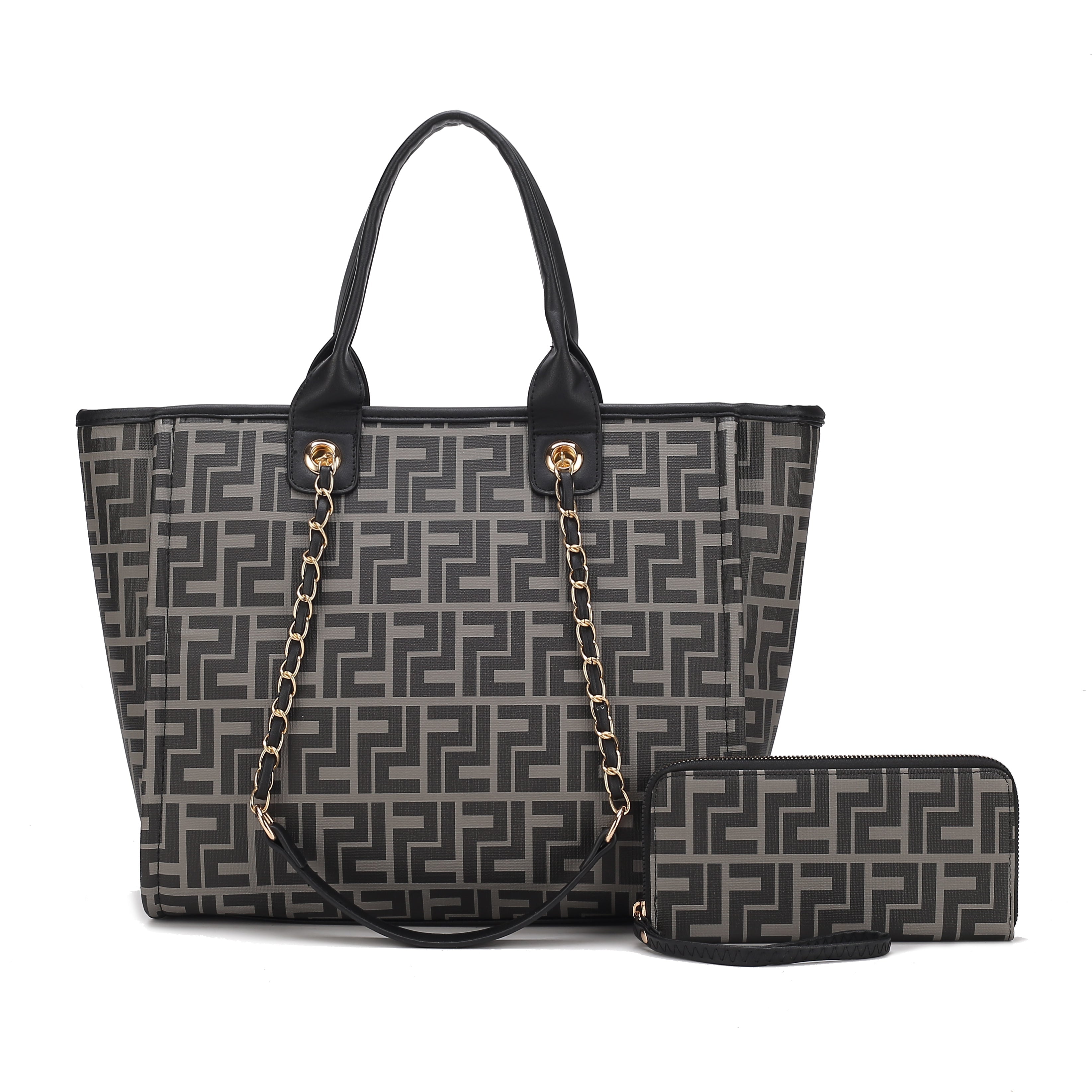  MKF Collection Marlene Tote Bag and Wallet Set - Black - Bonton