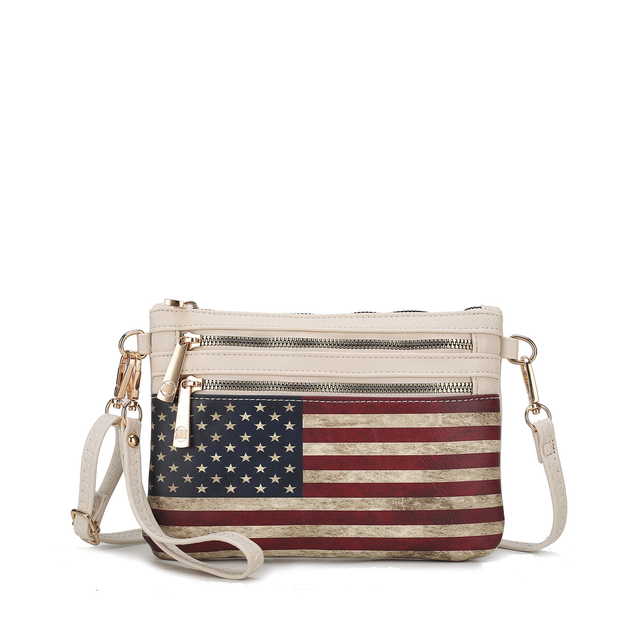  MKF Collection Alisson Printed Flag Crossbody Bag - Beige - Bonton