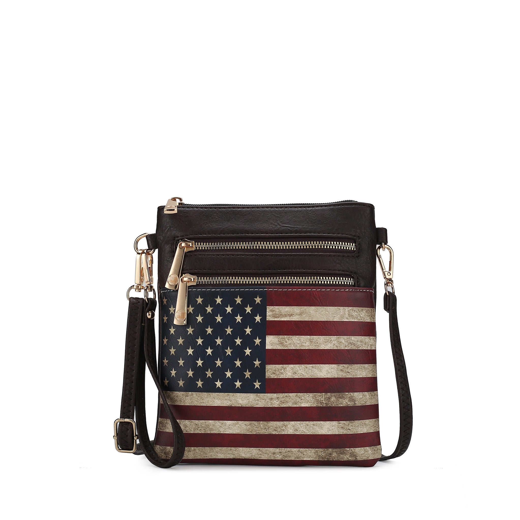  MKF Collection Genesis Printed Flag Crossbody Bag - Beige - Bonton