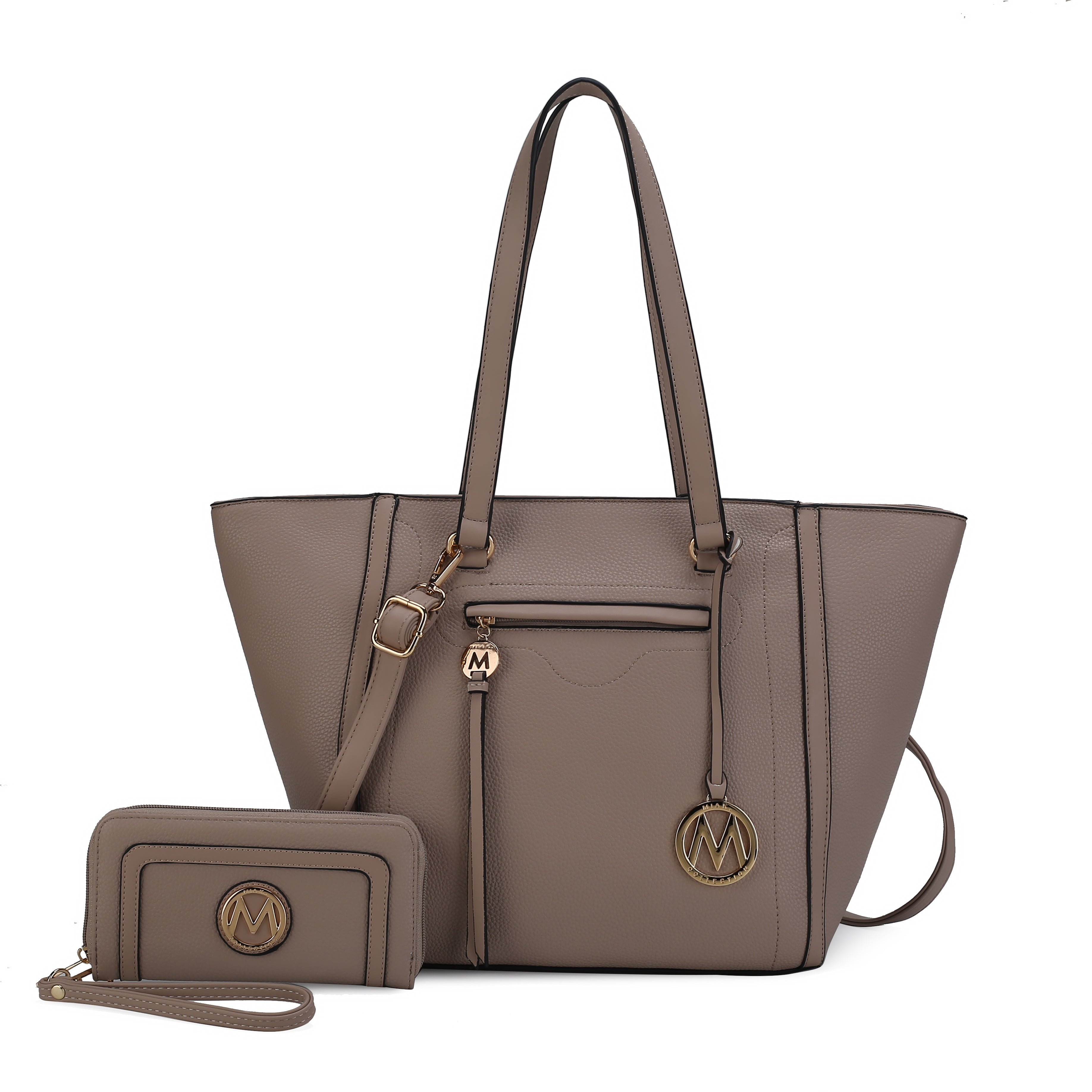  MKF Collection Alexandra Tote Bag and Wallet Set - Taupe - Bonton