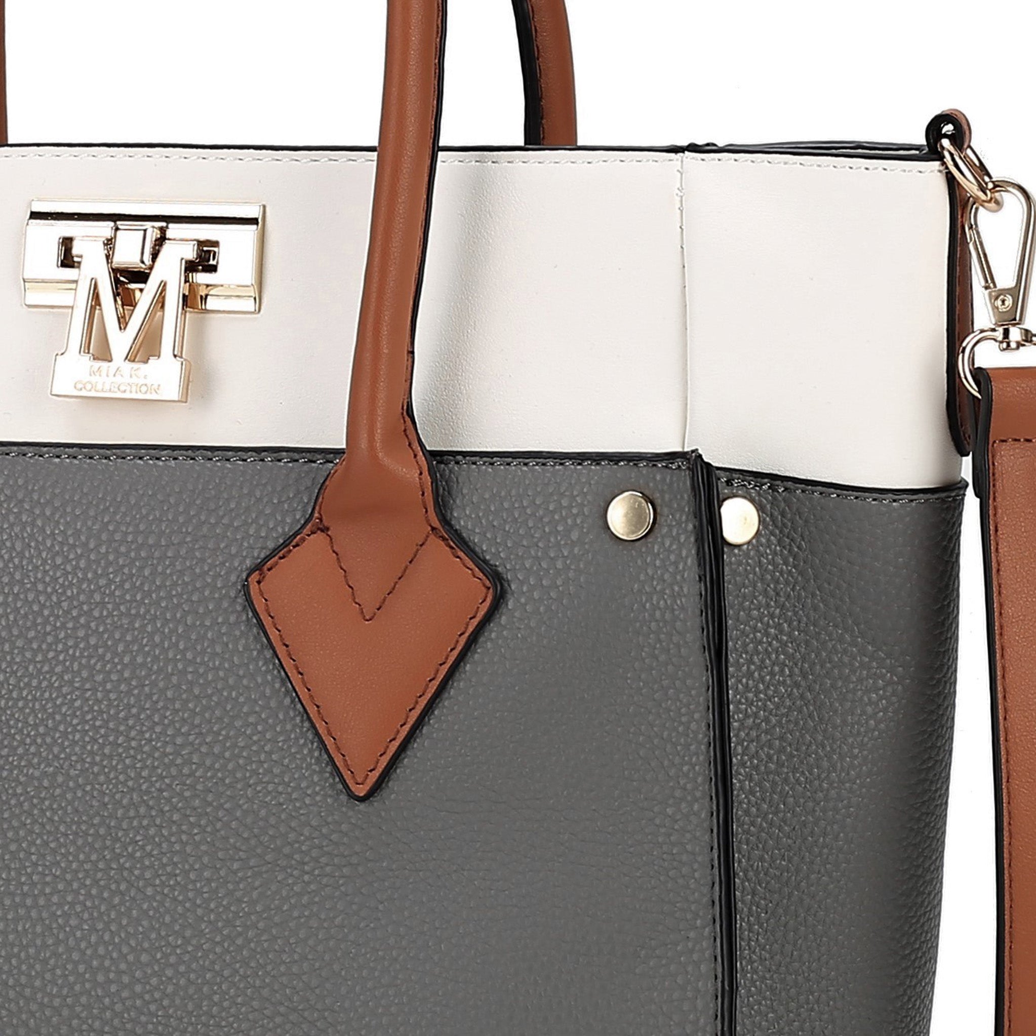  MKF Collection Brynlee Color-Block Tote Bag and Wallet Set - Gray - Bonton