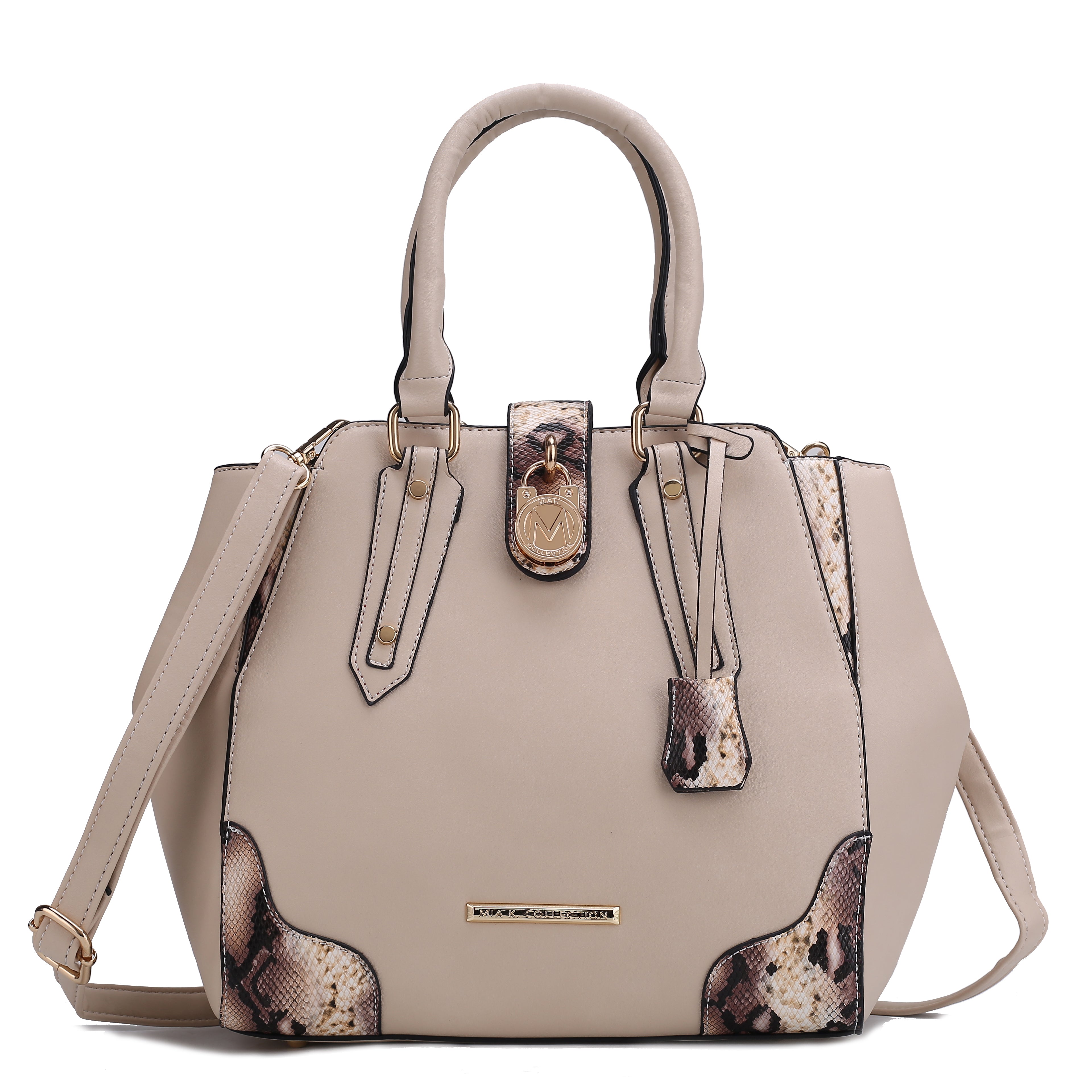  MKF Collection Lorena Embossed Shoulder Bag - Beige - Bonton