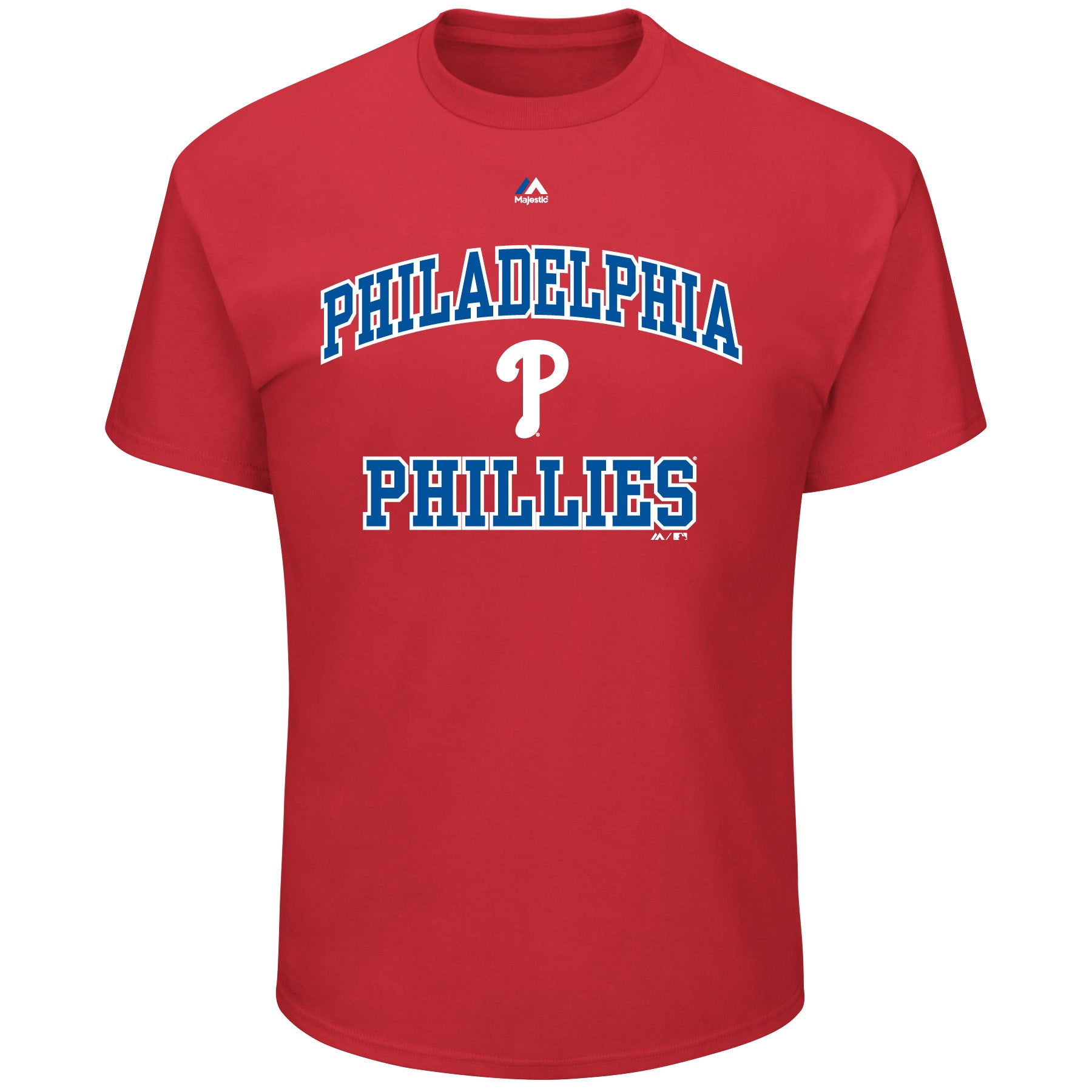  Majestic Mens Big And Tall Team Logo Short Sleeve Tee Shirt - Philadelphia Phillies - Red - Bonton