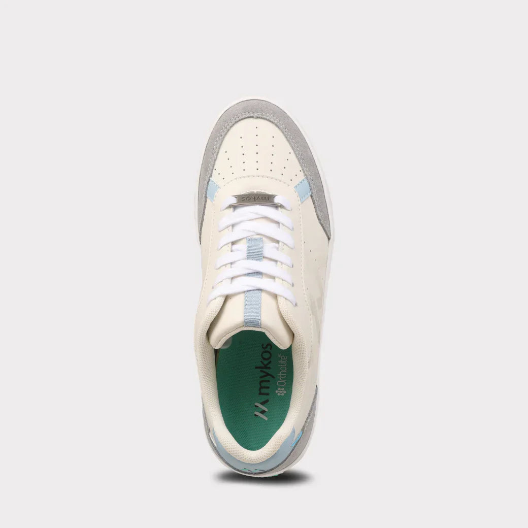  Mykos Diana Women's Lace-Up Sneaker - Light Grey/Light Blue - Bonton
