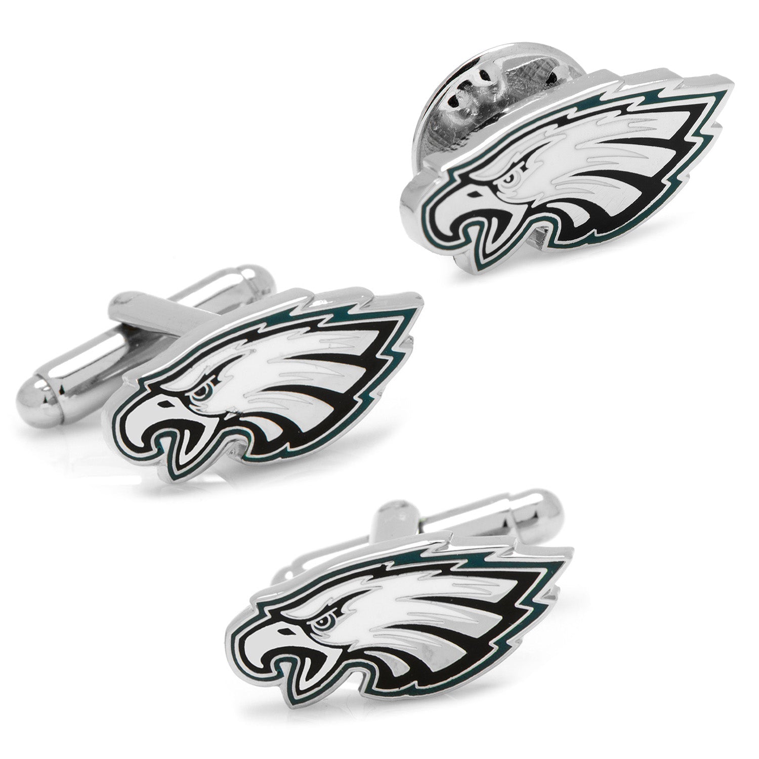  Cufflinks Philadelphia Eagles Cufflinks and Lapel Pin Gift Set - Default Title - Bonton