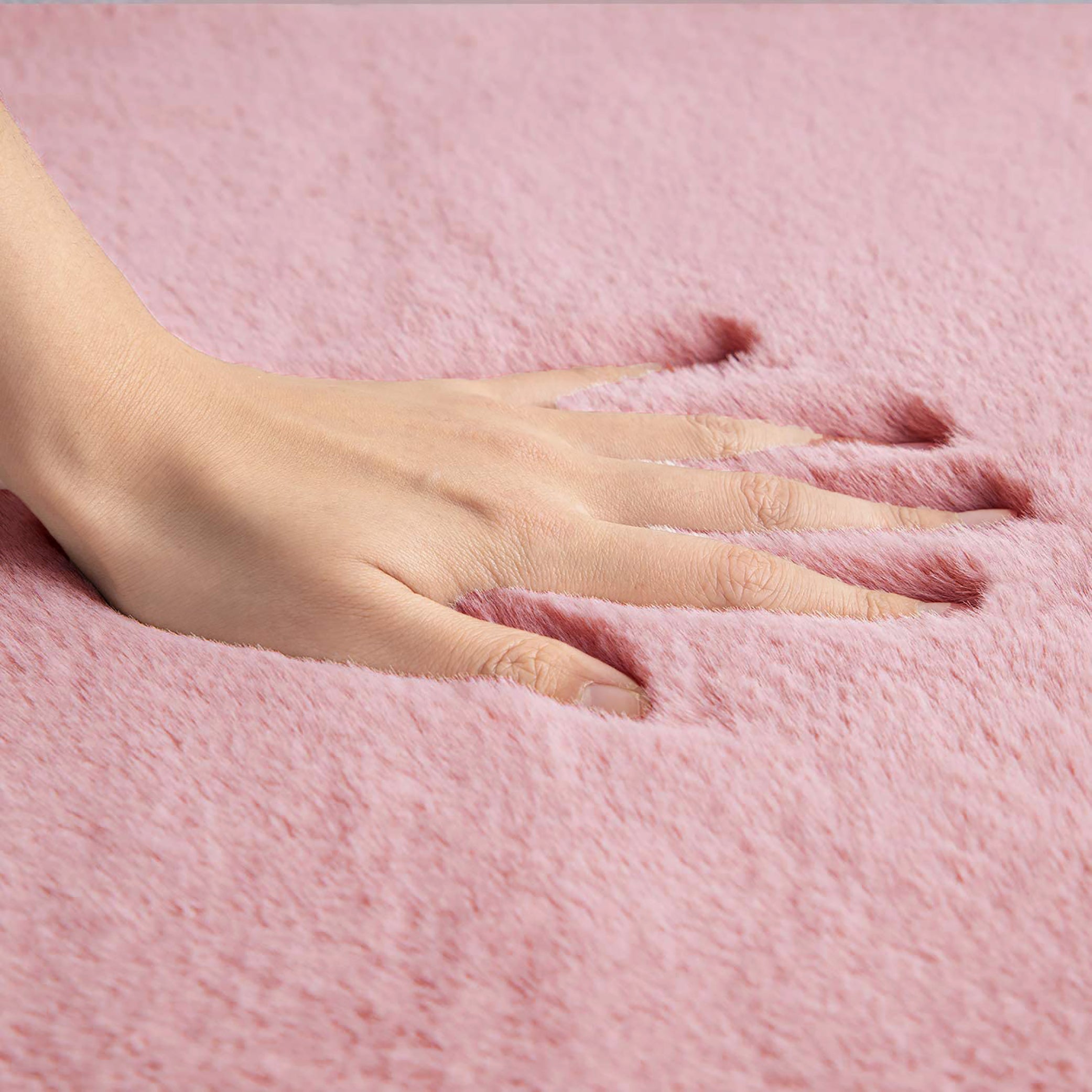  Pink Faux Rabbit Fur Fuzzy Soft Fluffy Plush Cozy Shaggy Area Rug by Homemartgoods - 2' x 3' Feet - Bonton
