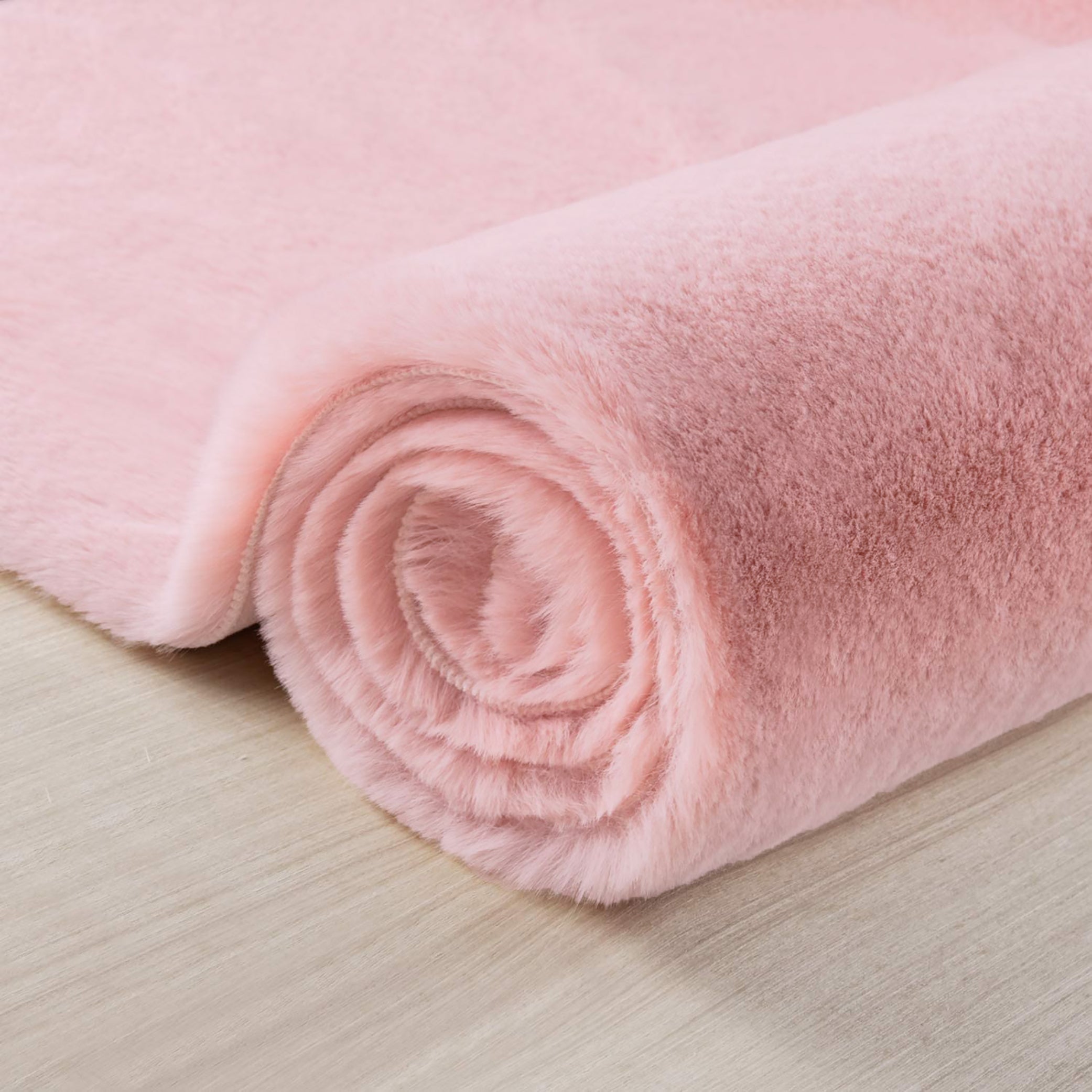  Pink Faux Rabbit Fur Fuzzy Soft Fluffy Plush Cozy Shaggy Area Rug by Homemartgoods - 2' x 3' Feet - Bonton