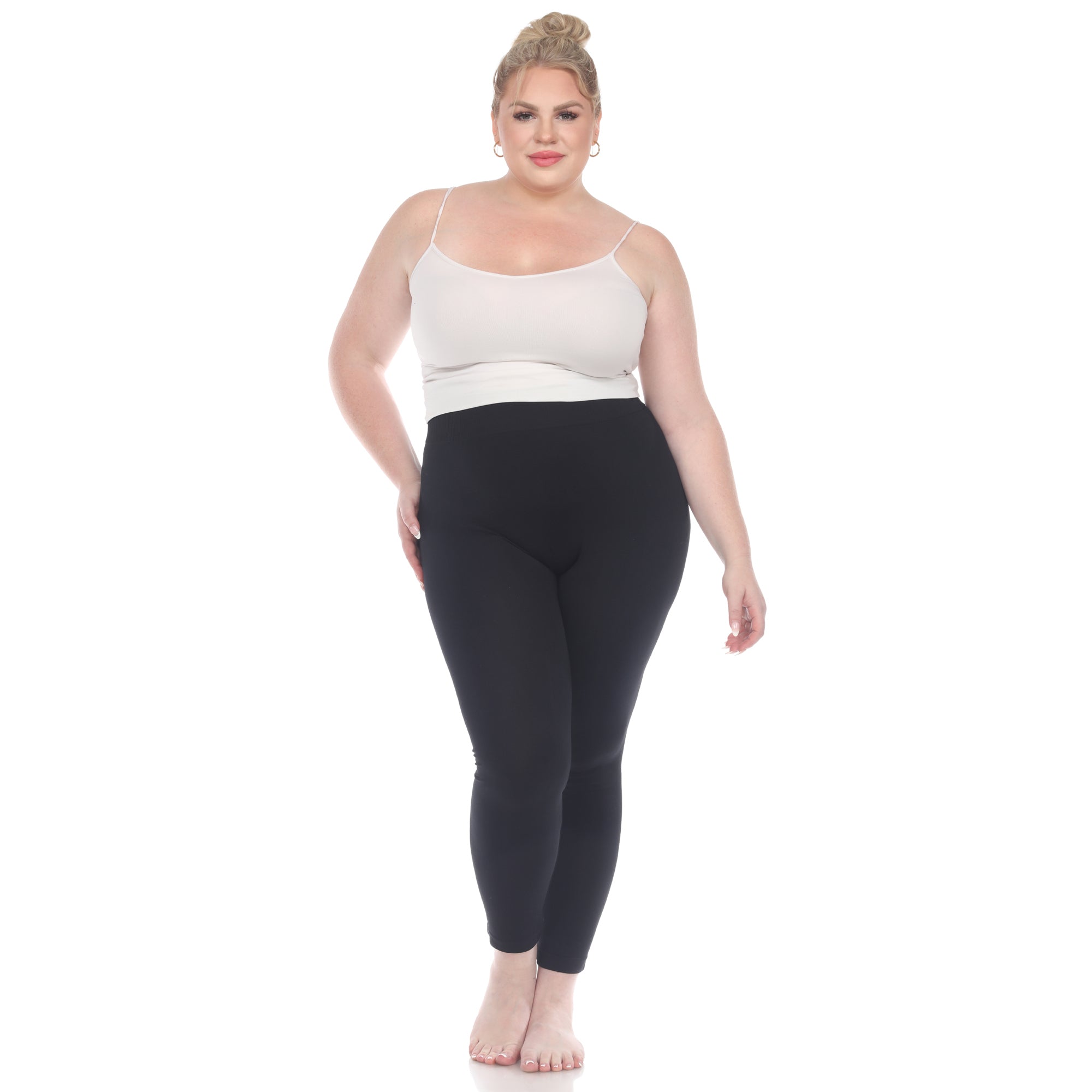  White Mark Women's Plus Size Super-Stretch Solid Leggings - one size - Bonton