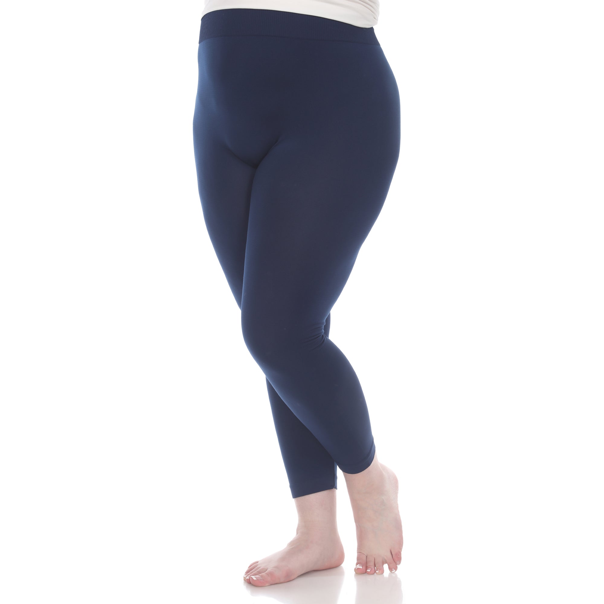  White Mark Women's Plus Size Super-Stretch Solid Leggings - one size - Bonton