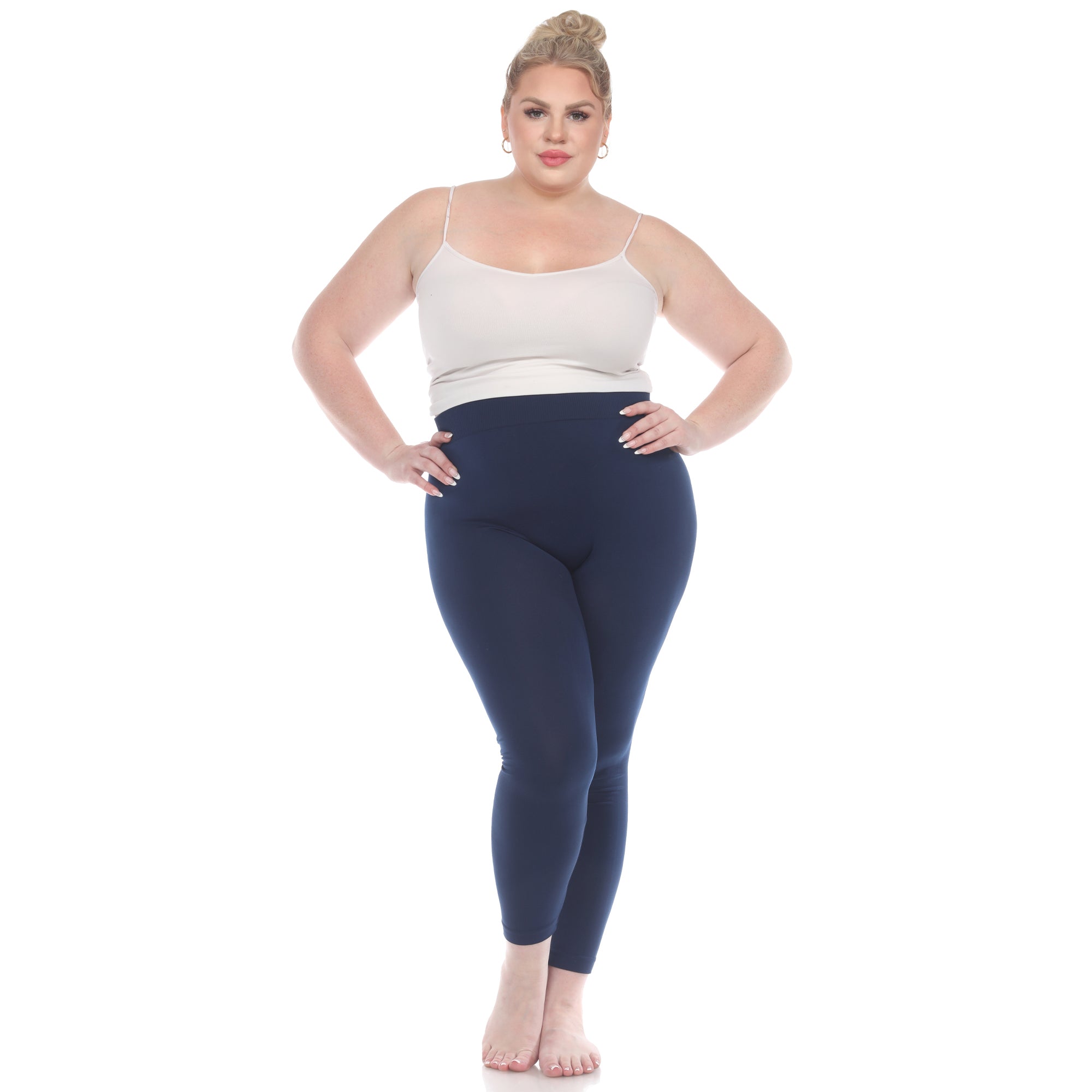  White Mark Women's Plus Size Super-Stretch Solid Leggings - one size - Bonton