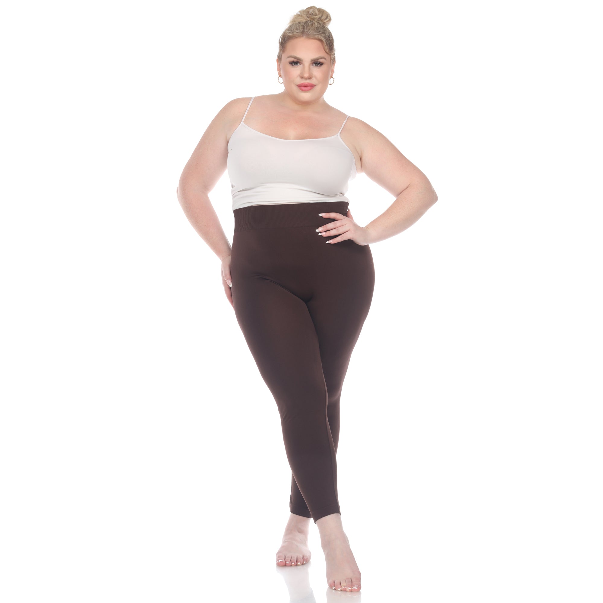  White Mark Women's Plus Size Super-Stretch Solid Leggings - one size - Bonton