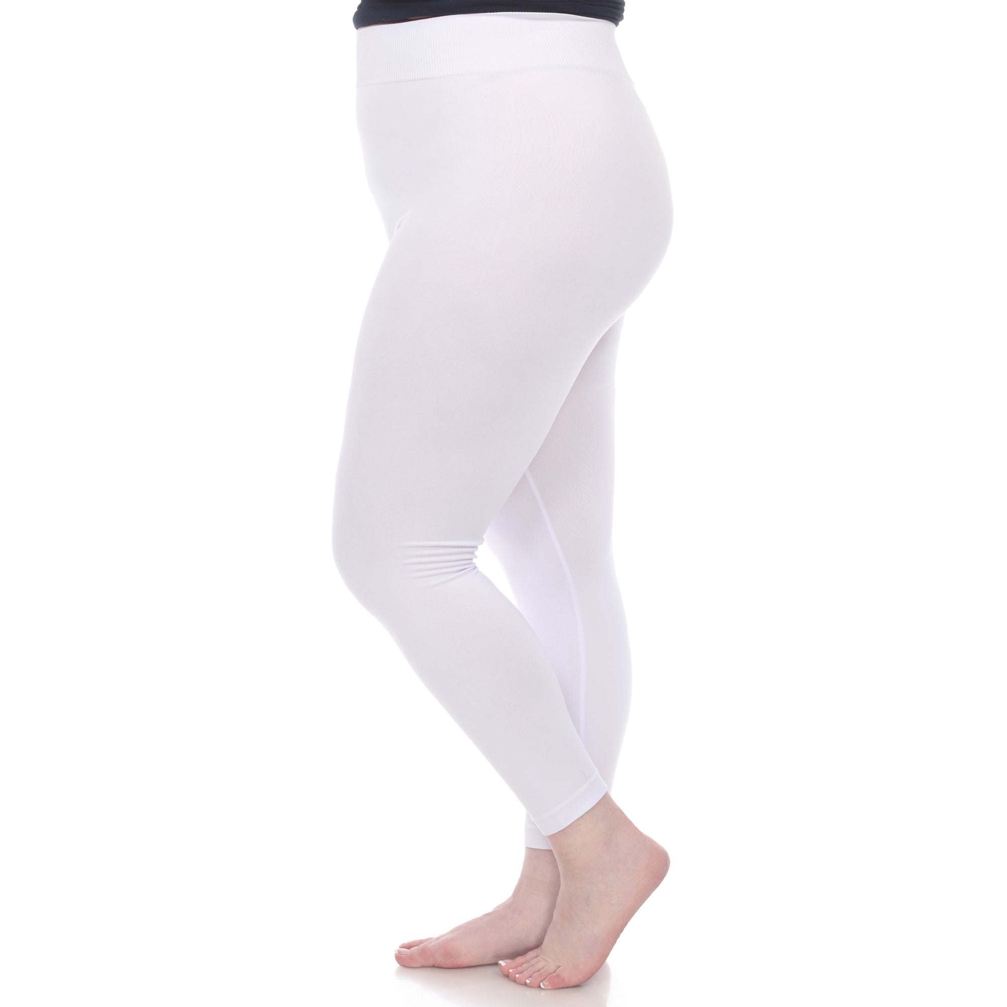  White Mark Women's Plus Size Super-Stretch Solid Leggings - one size - Bonton