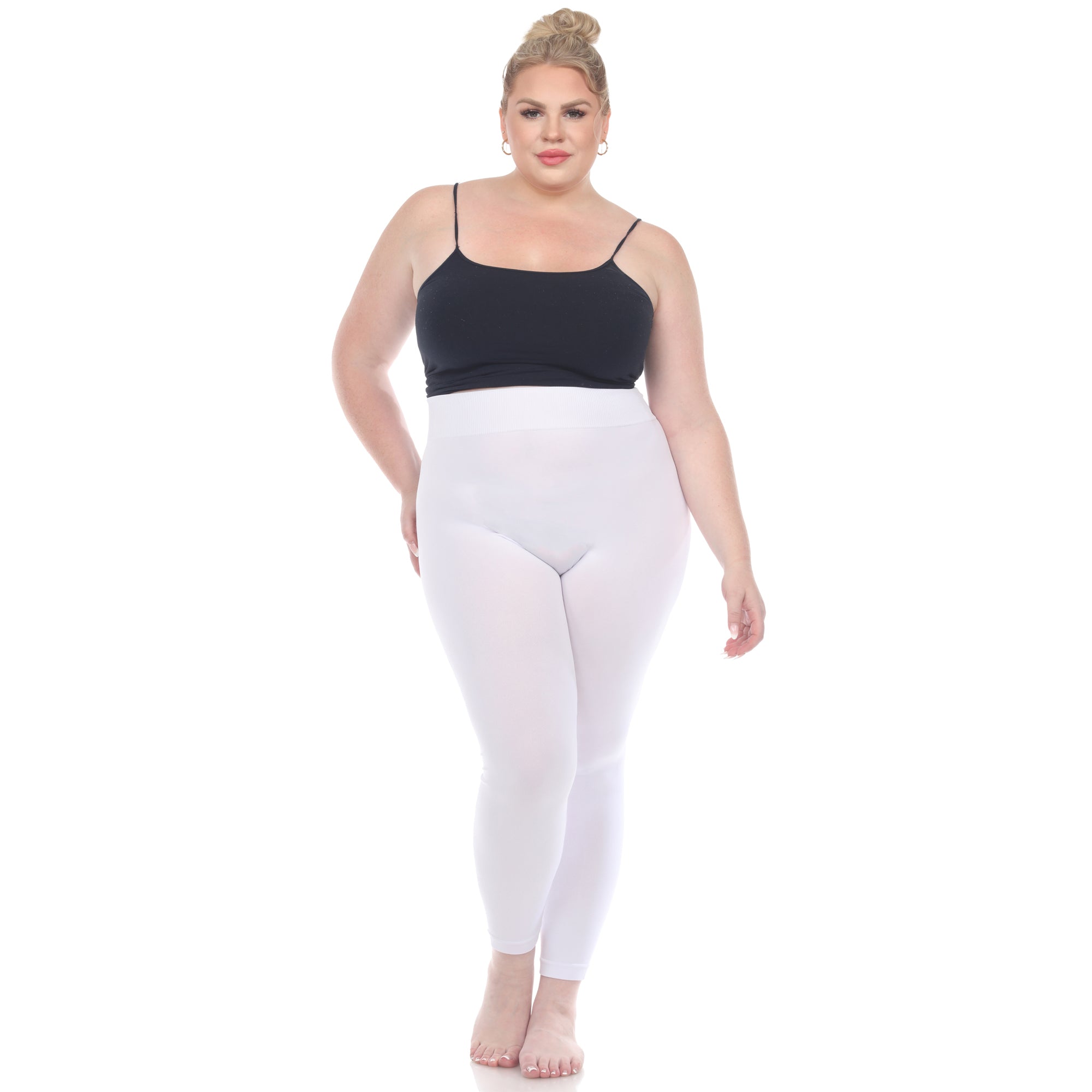  White Mark Women's Plus Size Super-Stretch Solid Leggings - one size - Bonton