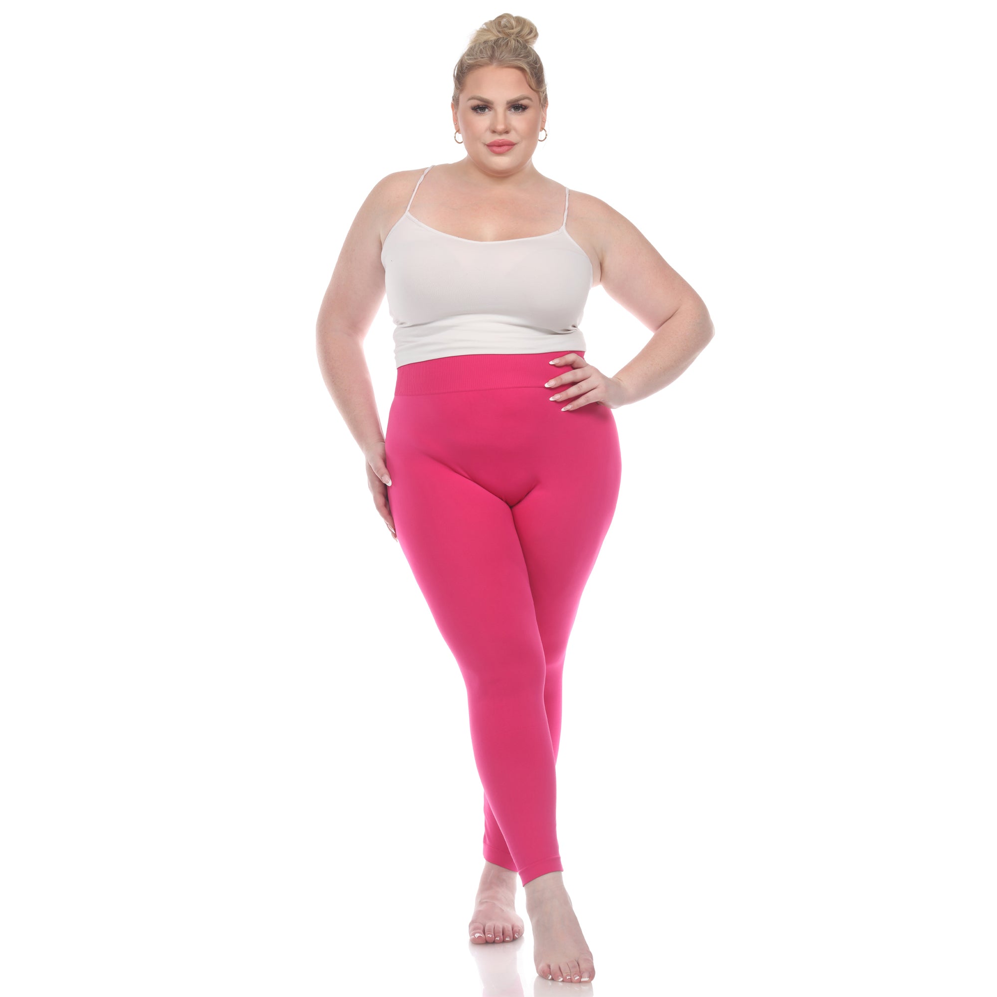  White Mark Women's Plus Size Super-Stretch Solid Leggings - one size - Bonton