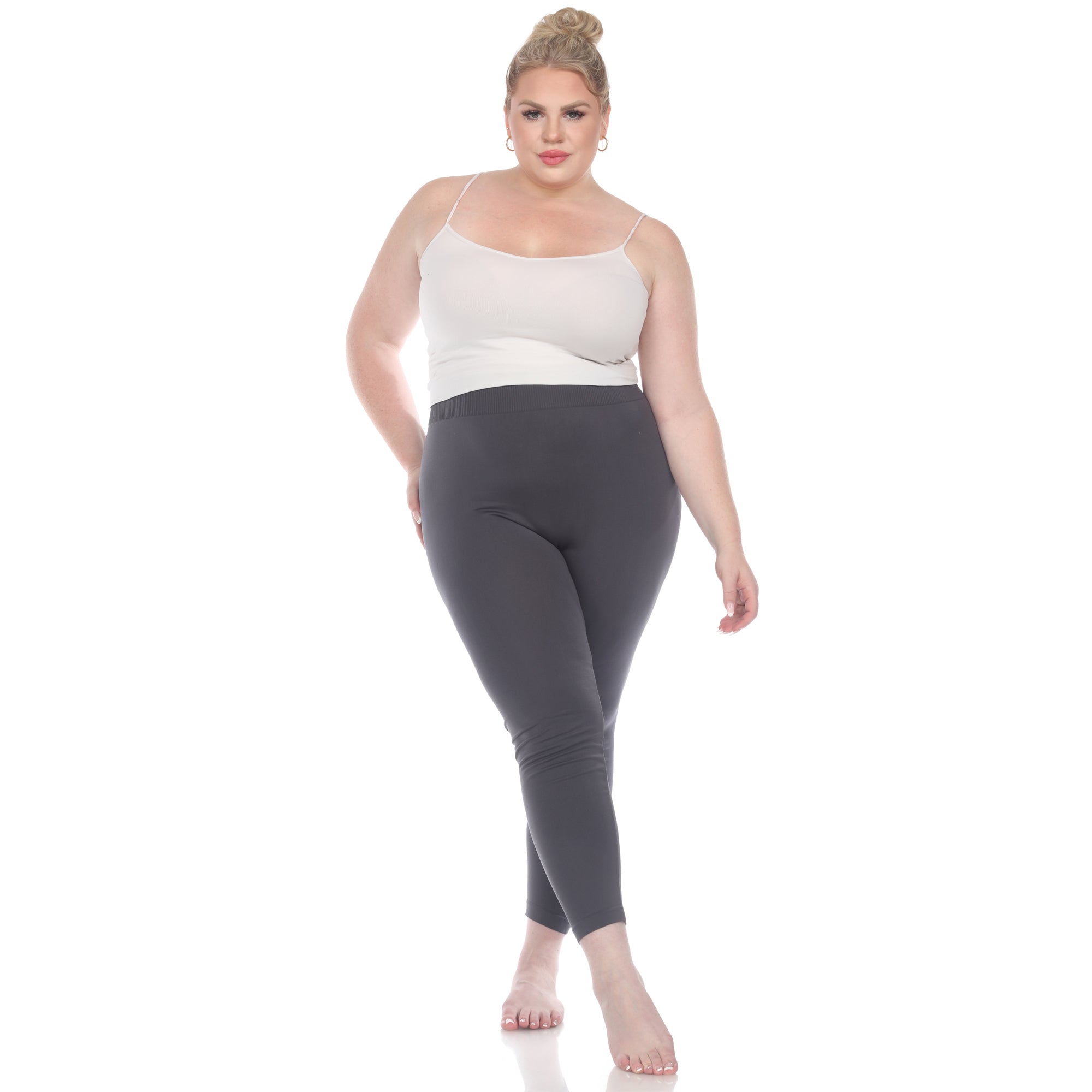  White Mark Women's Plus Size Super-Stretch Solid Leggings - one size - Bonton